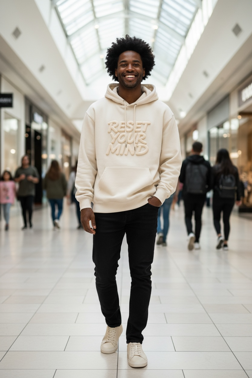 RESET YOUR MIND™ 3D PUFF STATEMENT HOODIE