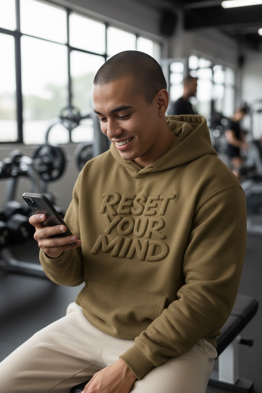 RESET YOUR MIND™ 3D PUFF STATEMENT HOODIE